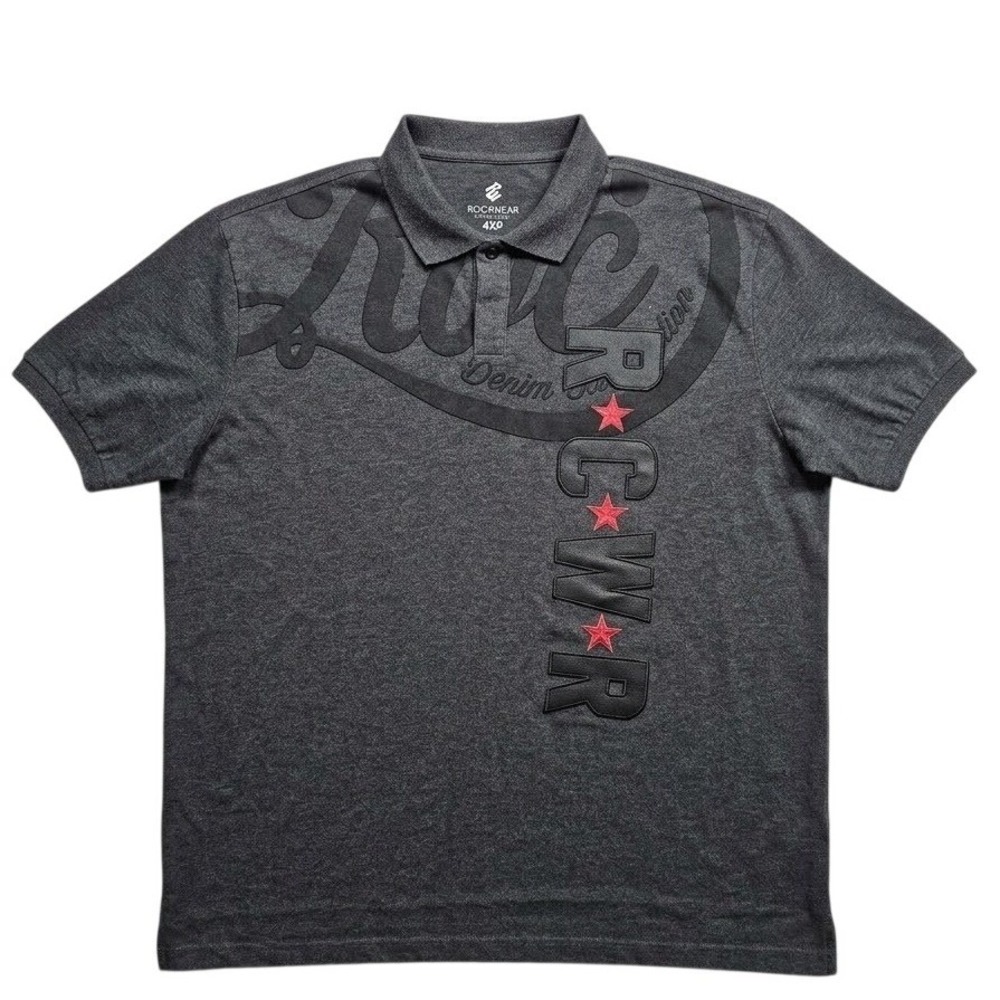 Rocawear Polo Shirt Mens 4XB Gray Short Sleeve RCWR Graphic #Polo